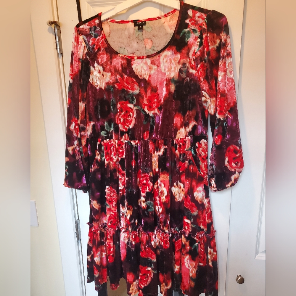 Torrid Mini Velvet Tiered Dress